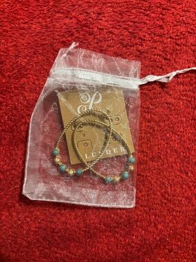Plunder Gold-Tone Earring Set with Turquoise Beads . New